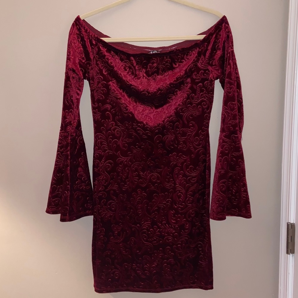 VENUS - Red/Maroon Crushed Velvet Dress